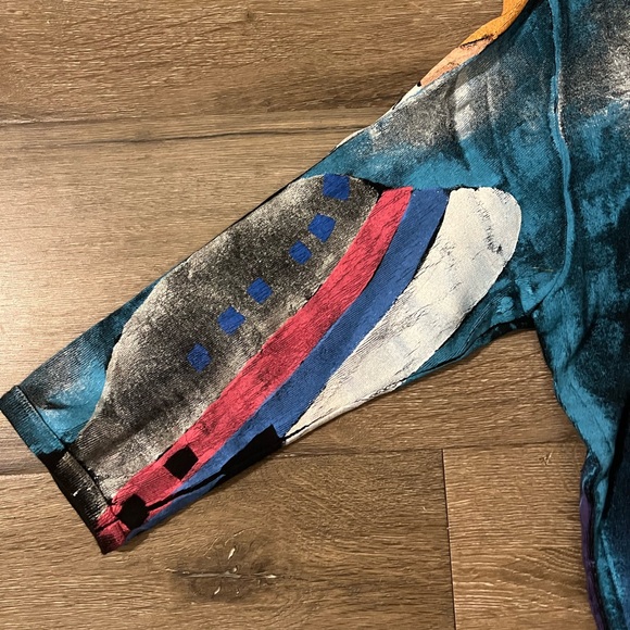 VINTAGE Kolorway USA Hand Painted 3/4 Sleeve Shirt travel passport vacation - Picture 4 of 8